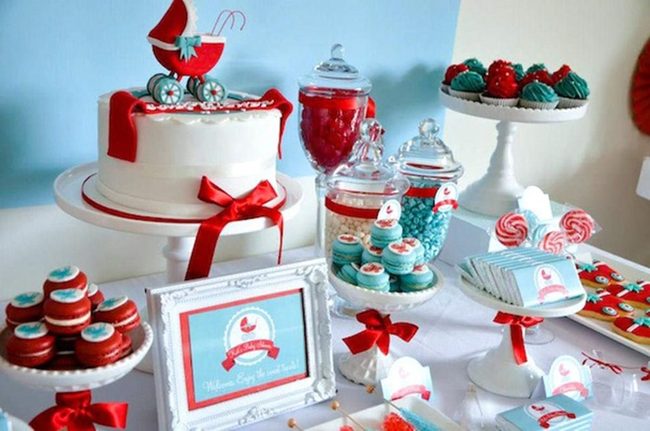 Red White Blue Baby Stroller Cake