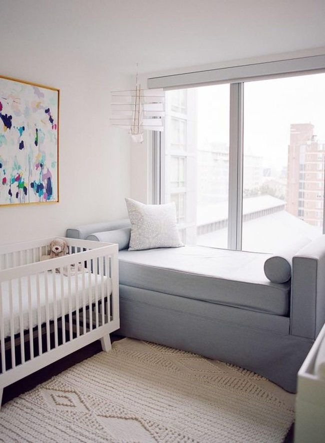 Sunlit Nursery With Gray And White