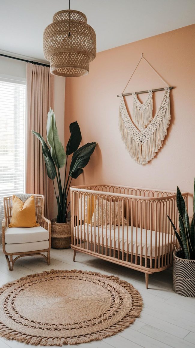 Ochre Macrame Nursery With Rattan And Rope