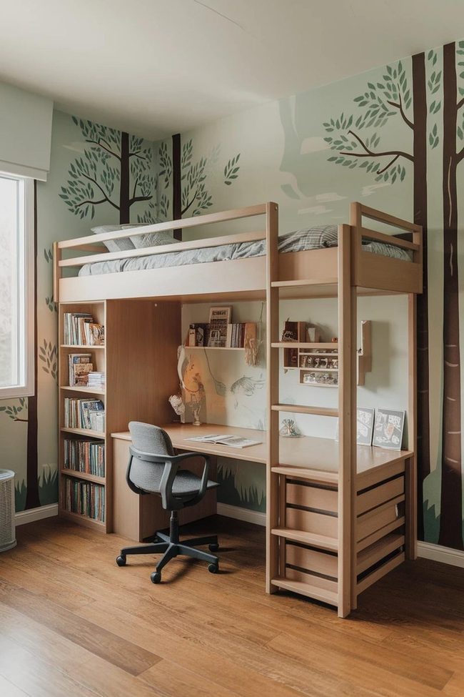 Loft Bed With Built-In Workspace