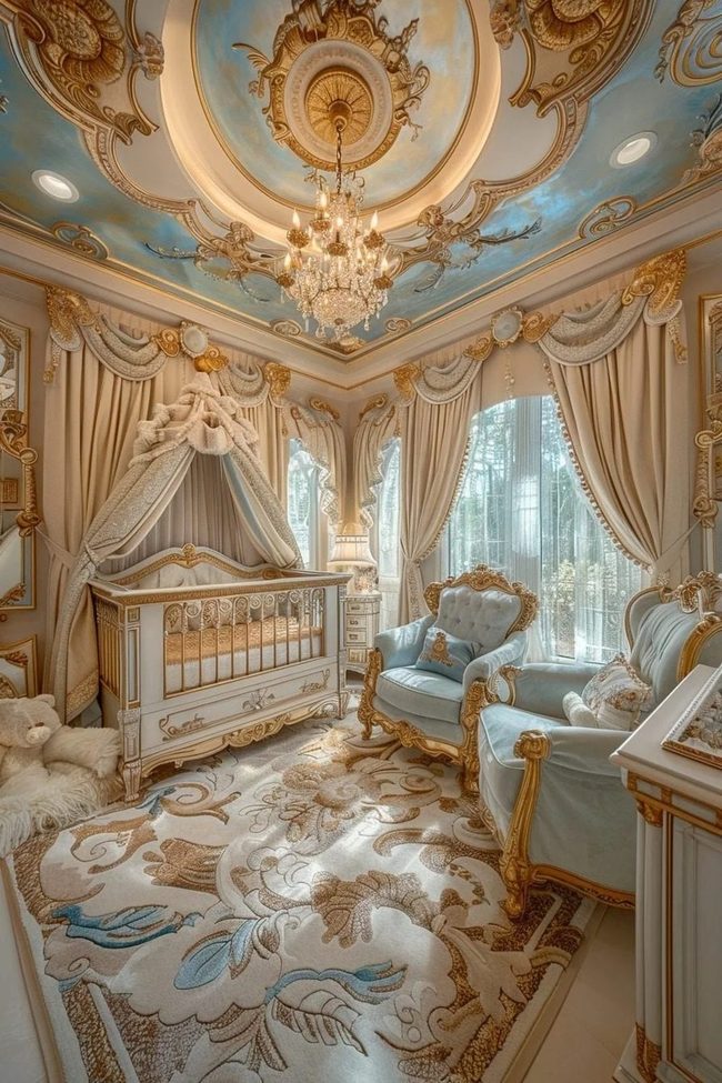 Ornate Ceiling Chandelier Nursery