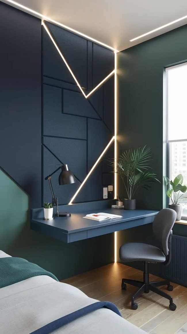 Hexagonal Acoustic Panels Study Corner
