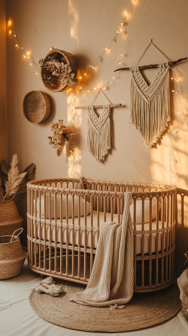 Beige And Green Boho Nursery