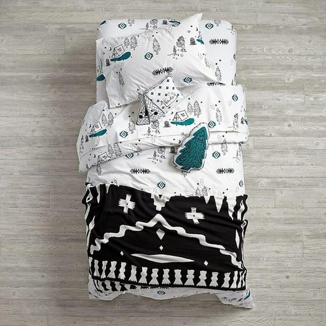 Black And Teal Sketch Bedding