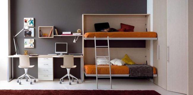 Orange Bunk Beds Maximize Space