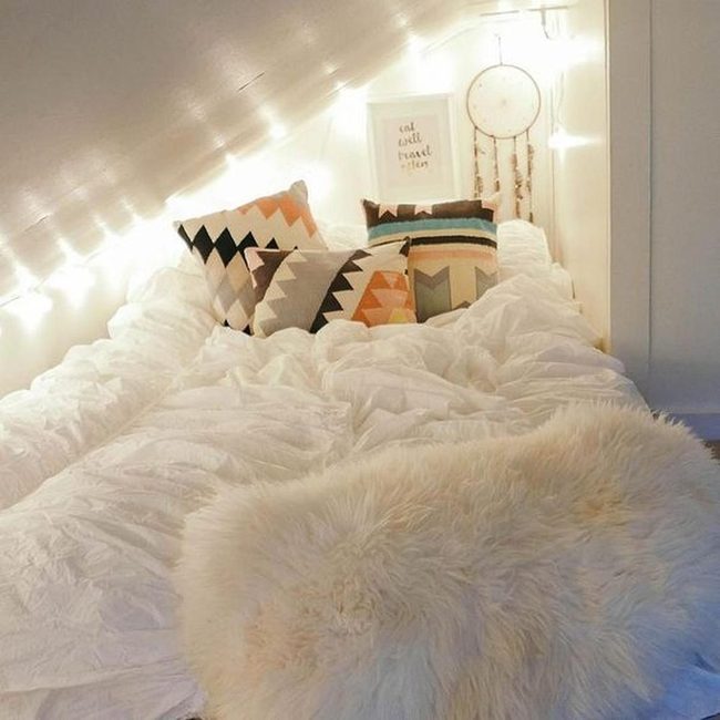Sloped Ceiling String Lights