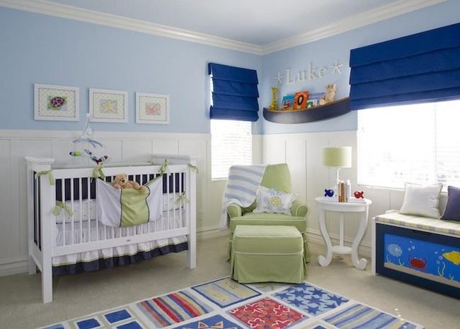 Blue Nursery With Green Chair