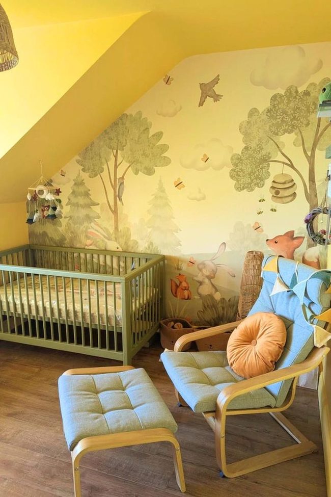 Woodland Mural Nursery With Vintage Comics