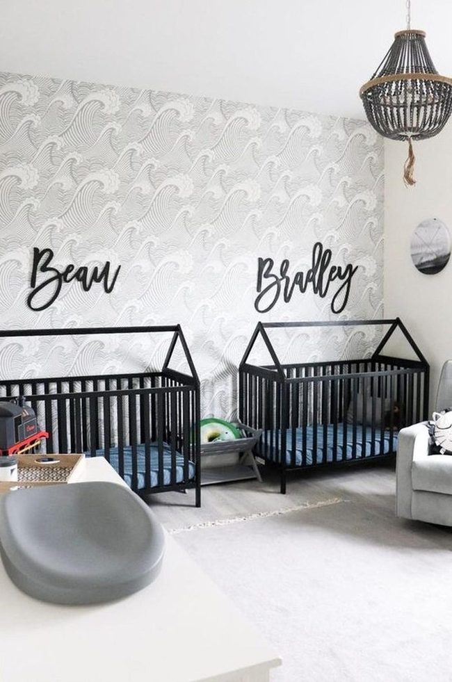 Black House-Shaped Cribs Nursery