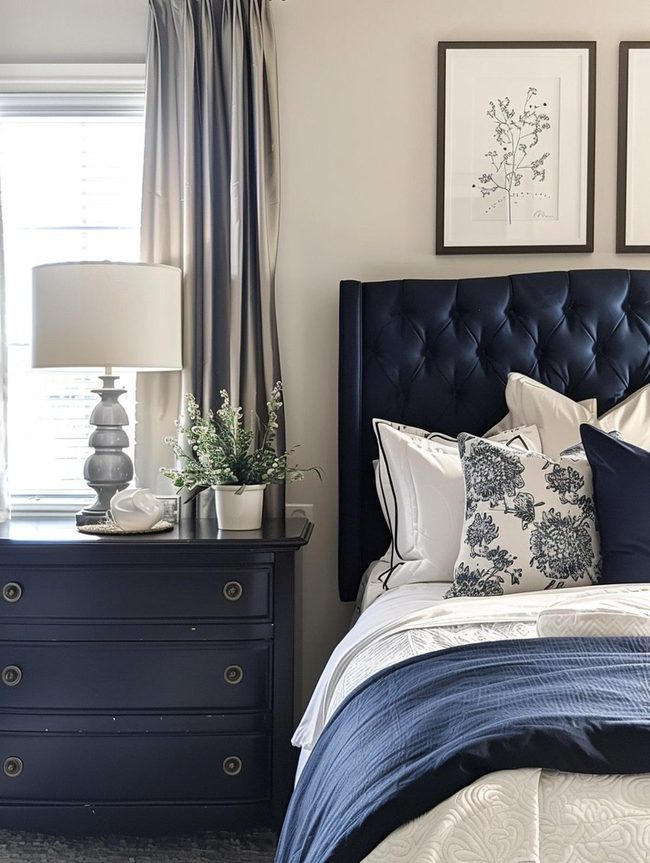 Upholstered Headboard Navy Sleeping Quarters