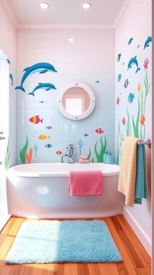 Colorful Fish Bathroom Walls