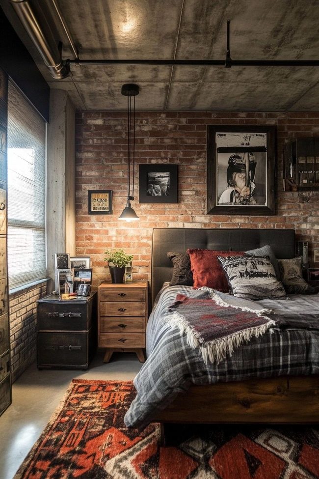 Gray Metal And Exposed Brick
