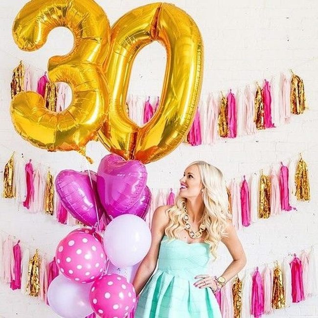 Gold Balloons Pink White Celebration