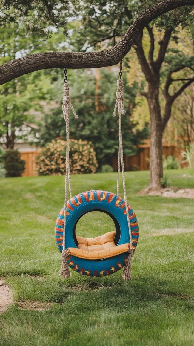 Colorful Tire Swing Paradise
