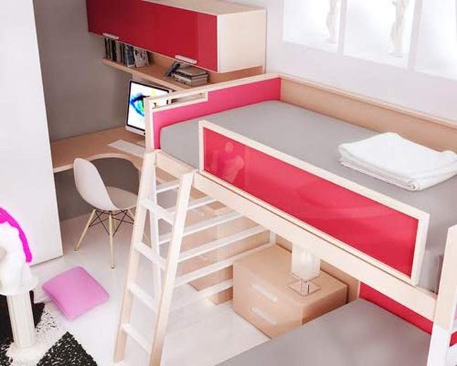 Red Bunk Bed Sunlit Space