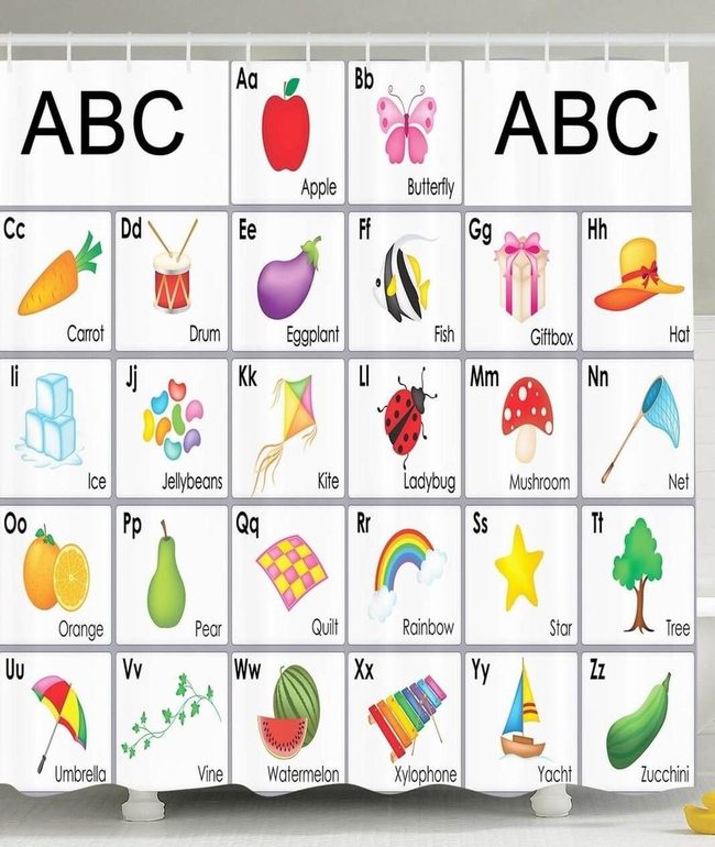 Alphabet Learning Shower Curtain