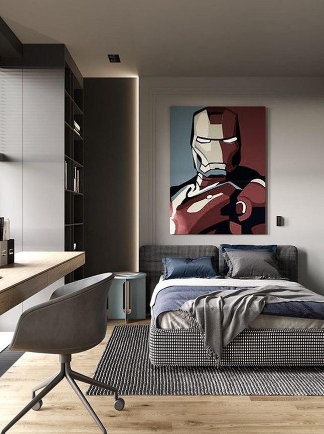 Dark Blue Bedding With Iron Man Pop