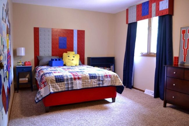 Stacked Grey Lego Headboard