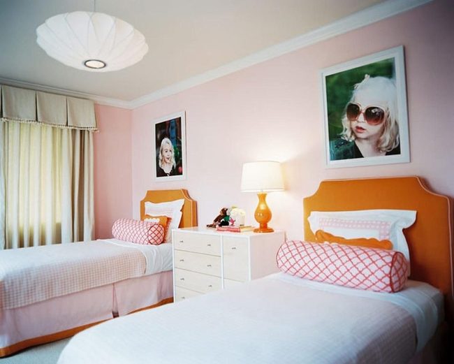 Orange Headboards Pink Walls Kids