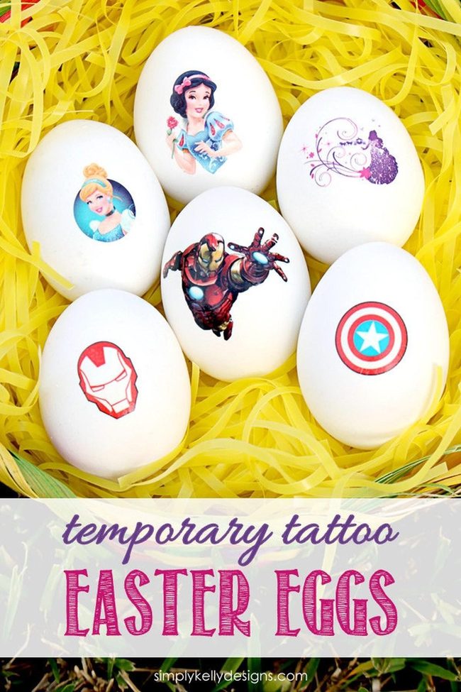Character-Painted Eggs With Purple Shimmer