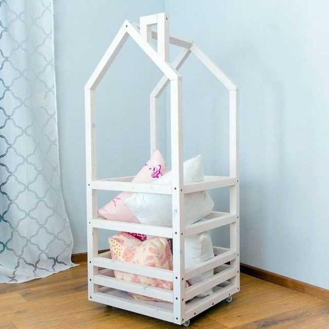 House-Shaped Toy Storage On Wheels