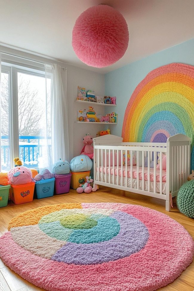 Rainbow Striped Walls Nursery