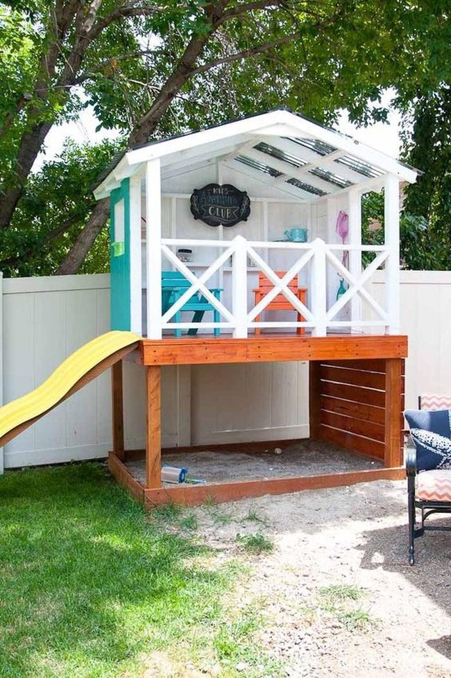 Yellow Slide Wooden Clubhouse