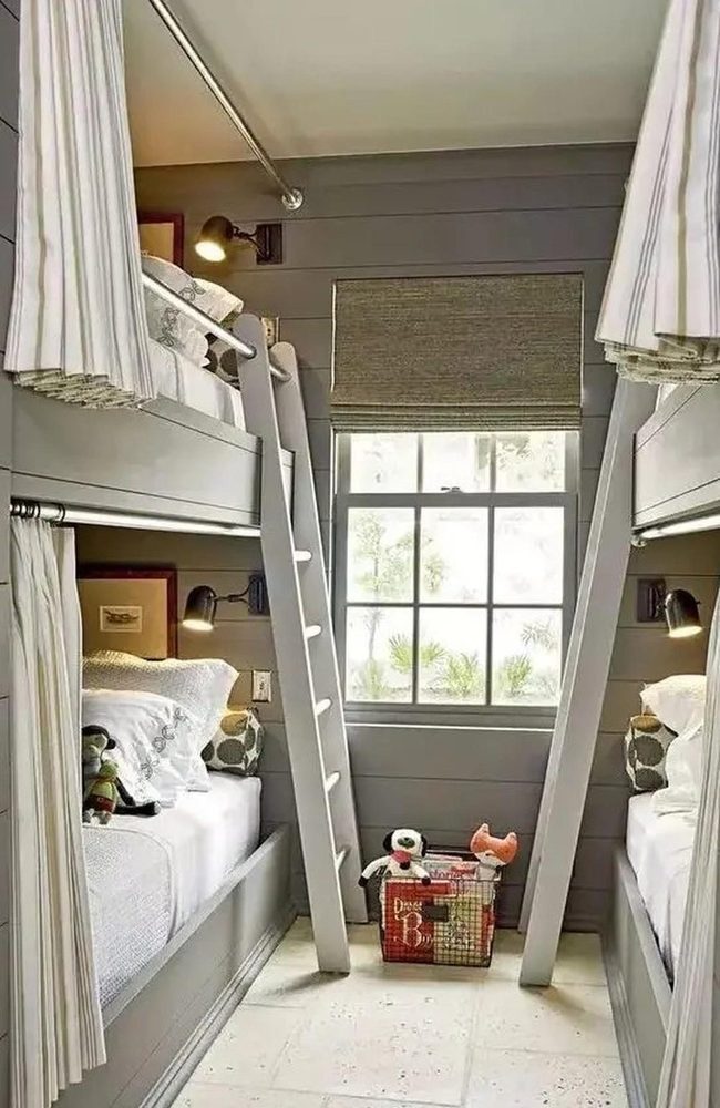 Gray Bunk Beds, Private Sanctuaries
