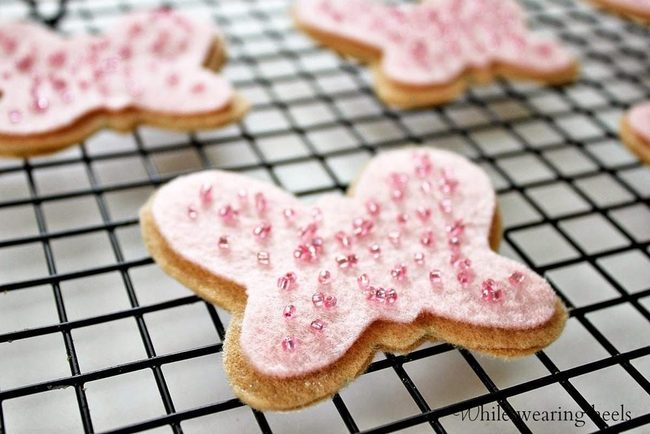 Pink Beaded Butterfly Cookies