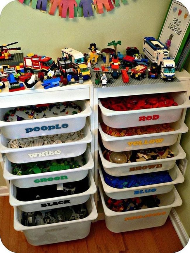 Colorful Lego Brick Organization System