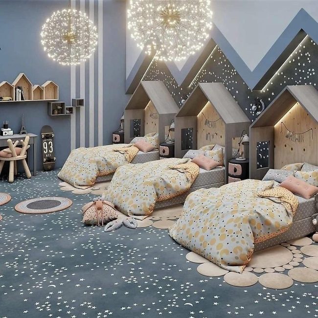 Twin House Beds With Starry Floors