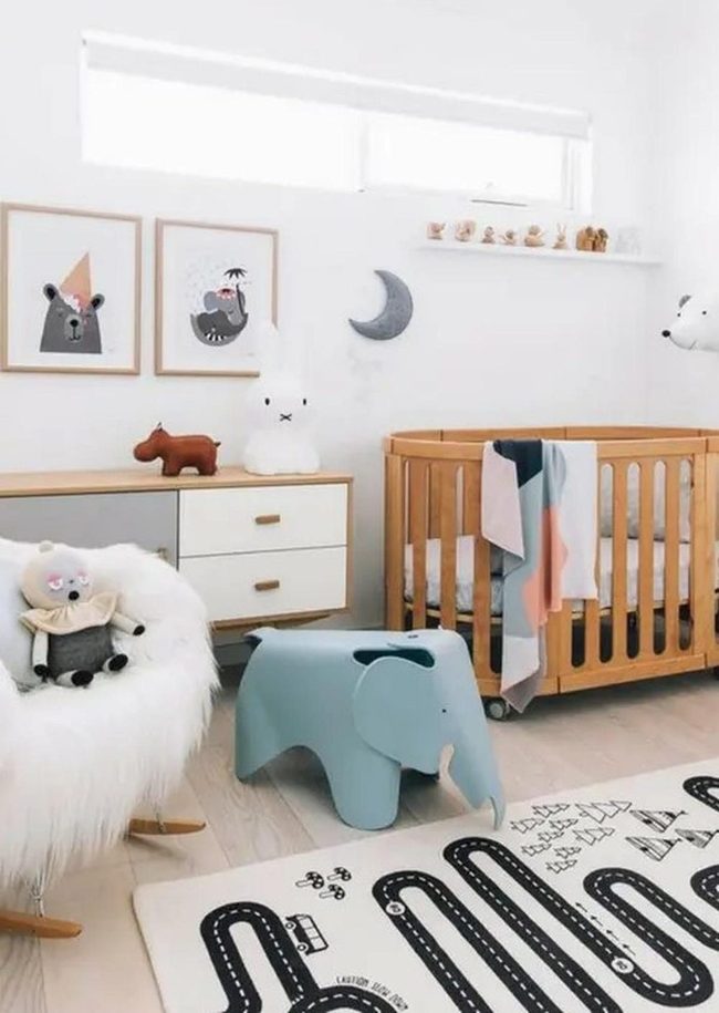 Rainbow Crib Nursery Brightens White Walls
