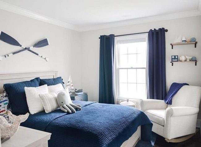 White Rocker Blue Bedroom Nook