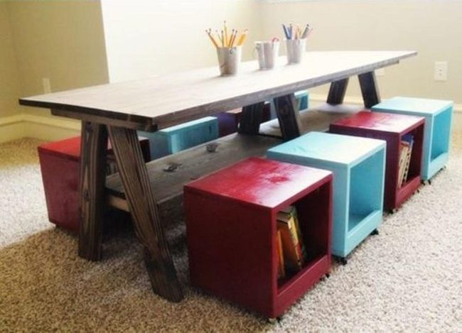 Colorful Cube Stools, Creative Workspace