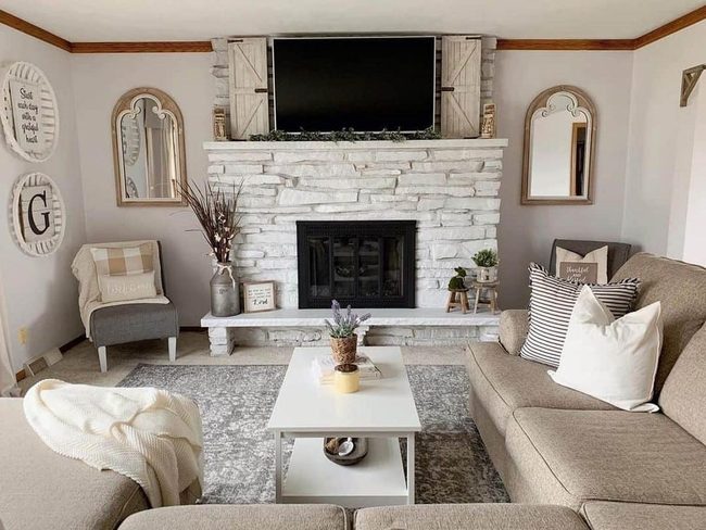 Wooden Ceiling, Stone Fireplace