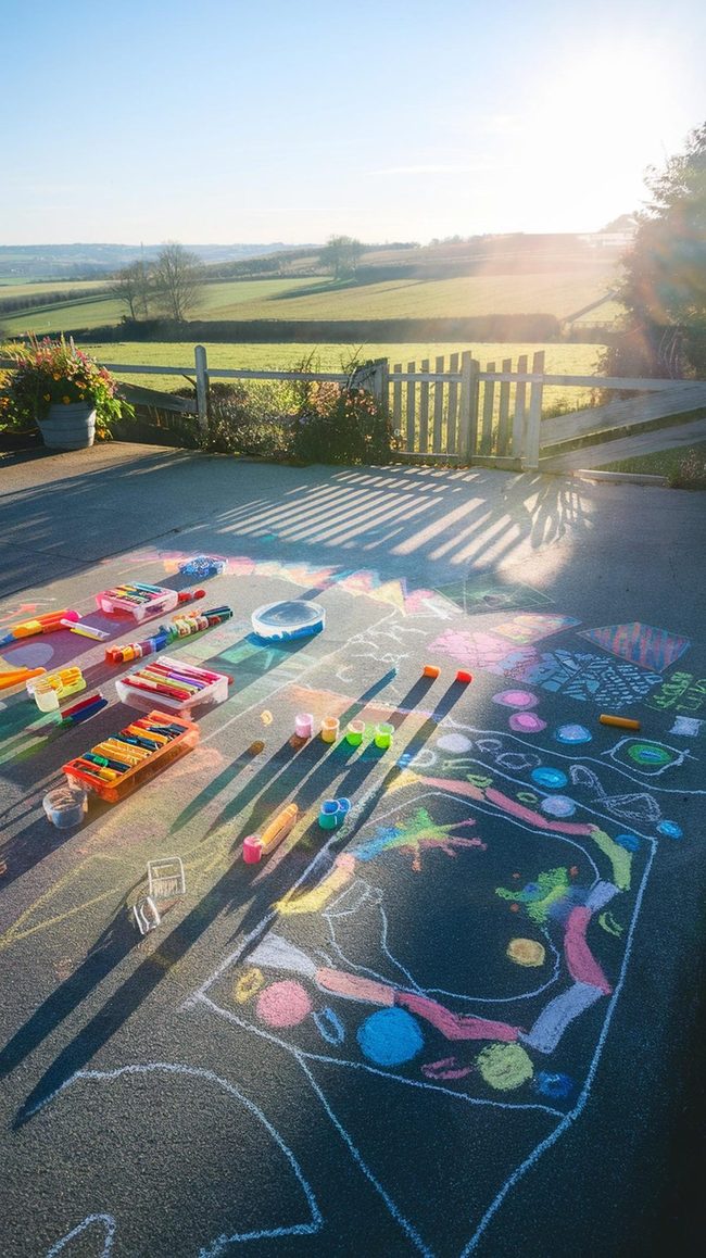 Colorful Chalk Driveway Canvas