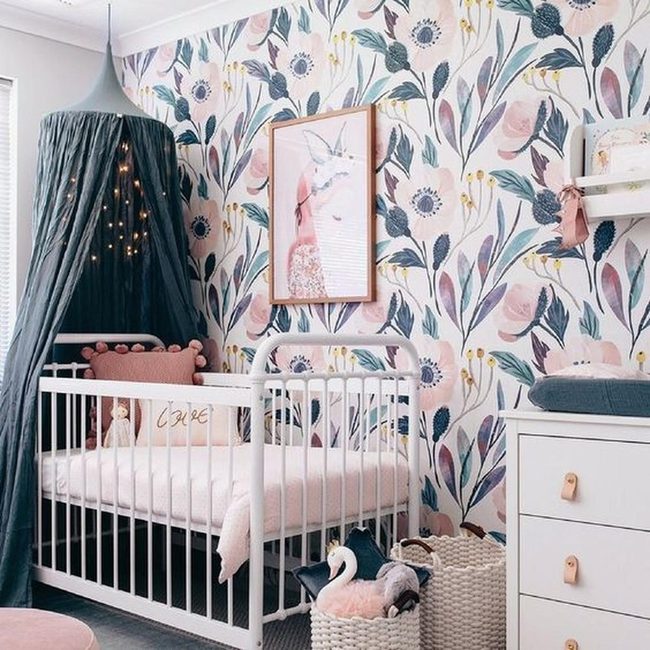 Floral Nursery With Starlit Canopy