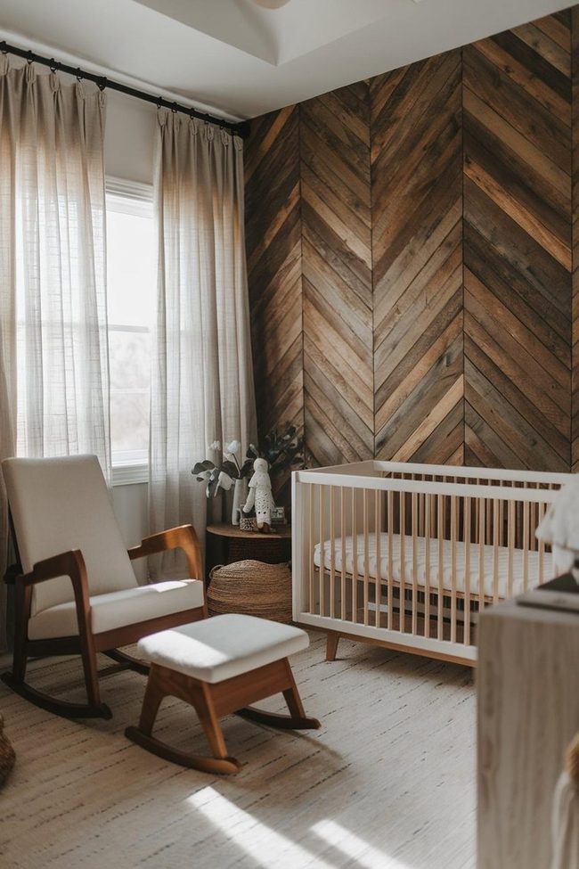 Chevron Wood Nursery Wall