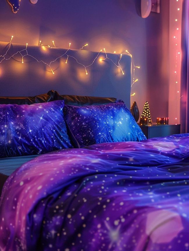 Purple And Blue Galaxy Bedding