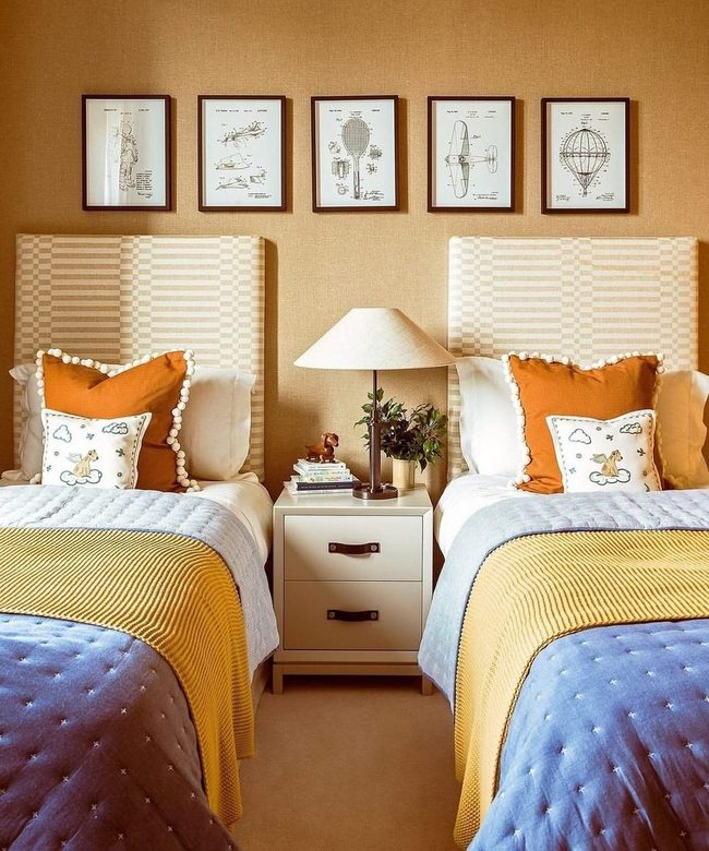Textured Headboards With Colorful Pillows
