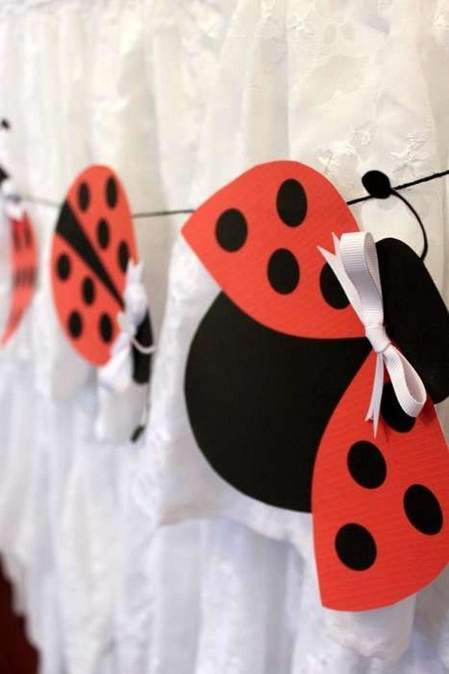 Crimson Ladybugs On Lace