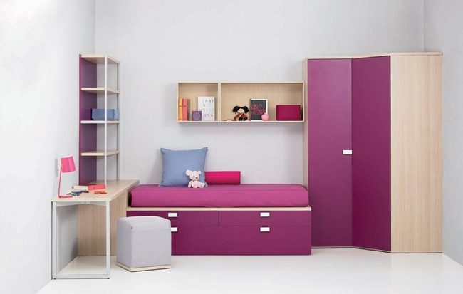 Purple & White Storage Bedroom