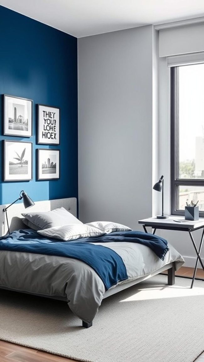 Navy Blue Walls With Golden Accent