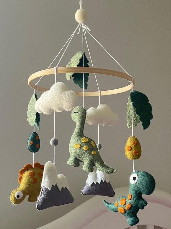 Wooden Dinosaur Cloud Mobile
