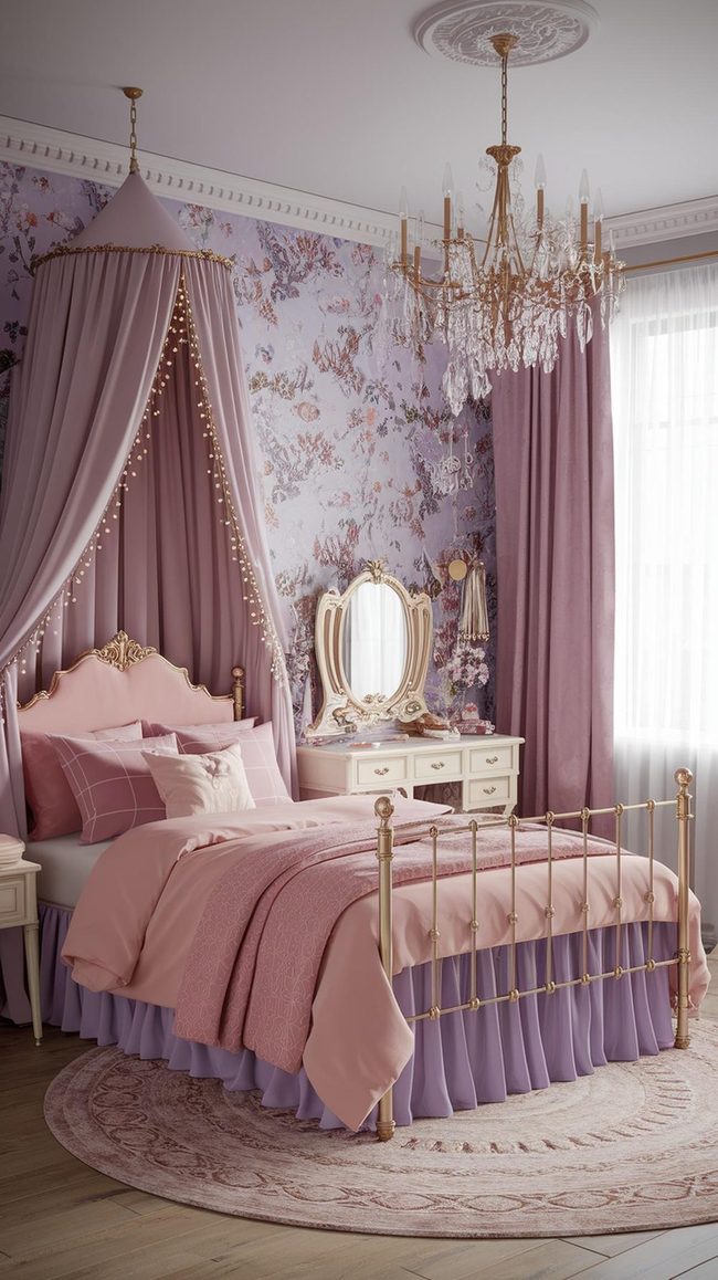 Lavender Canopy With Fairy Lights