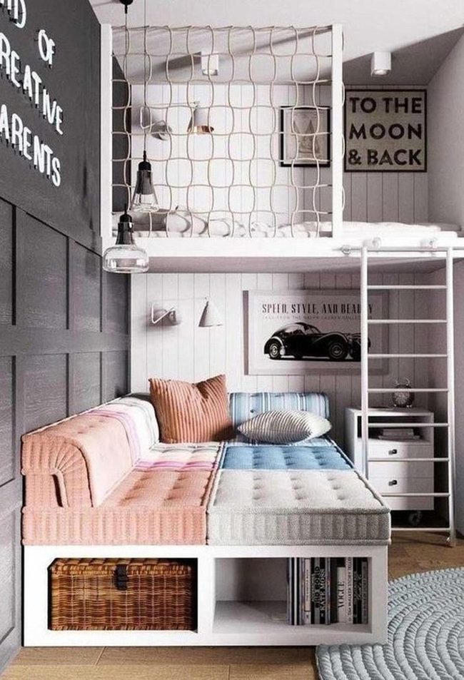Pink Blue Gray Loft Room