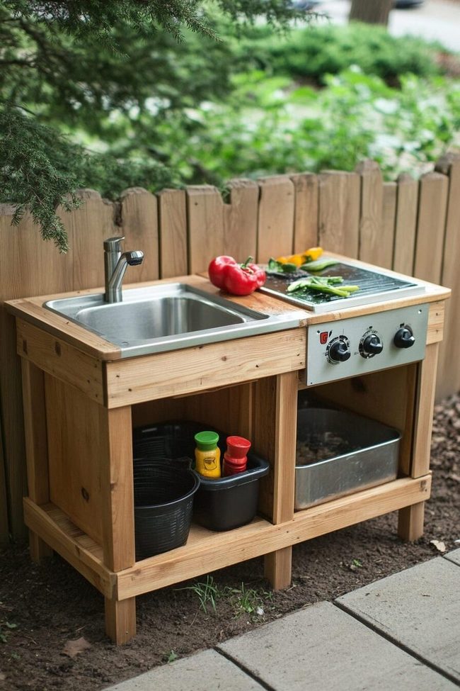 Solar-Powered Mud Bistro Zone With Cascading Water