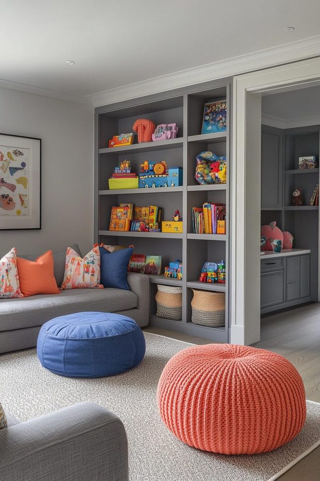 Natural Timber Shelving Organizes Kids' Toys