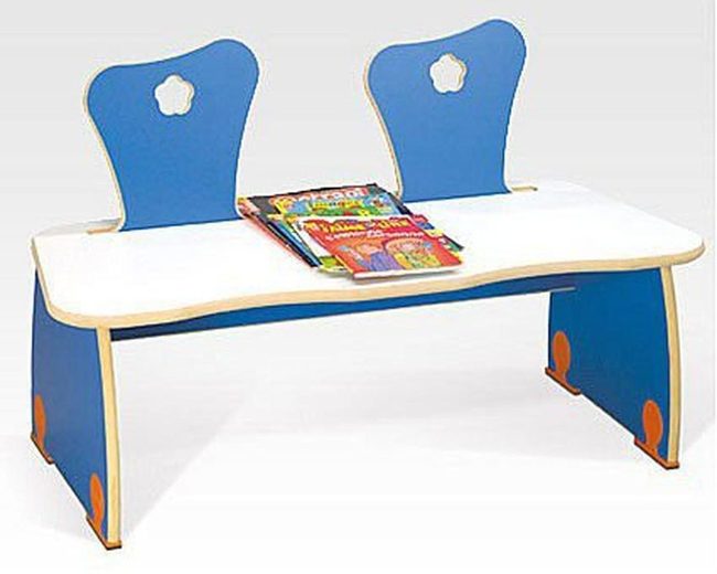 Blue Chairs, Orange Accents, White Top