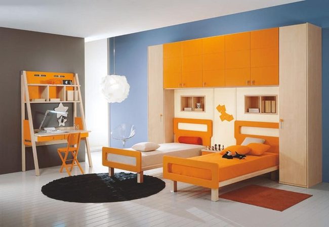 Orange Beds Meet Blue Walls